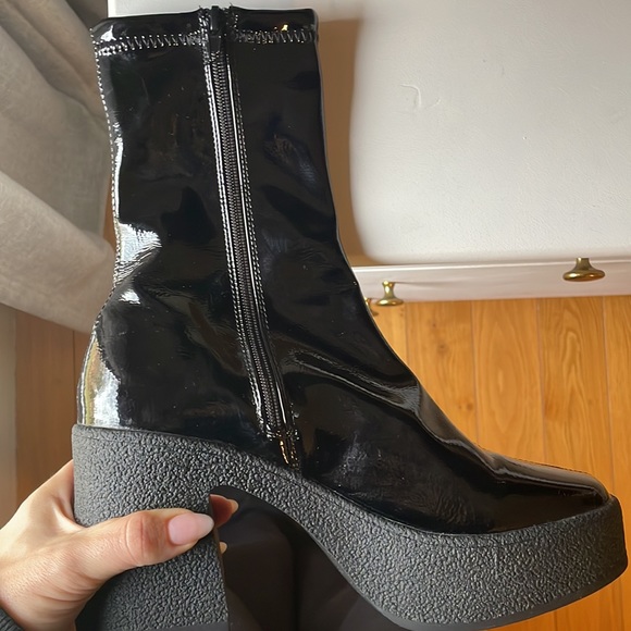Faux Leather Patent Shiny Platform Boots Nasty Gal 10 - Picture 6 of 6